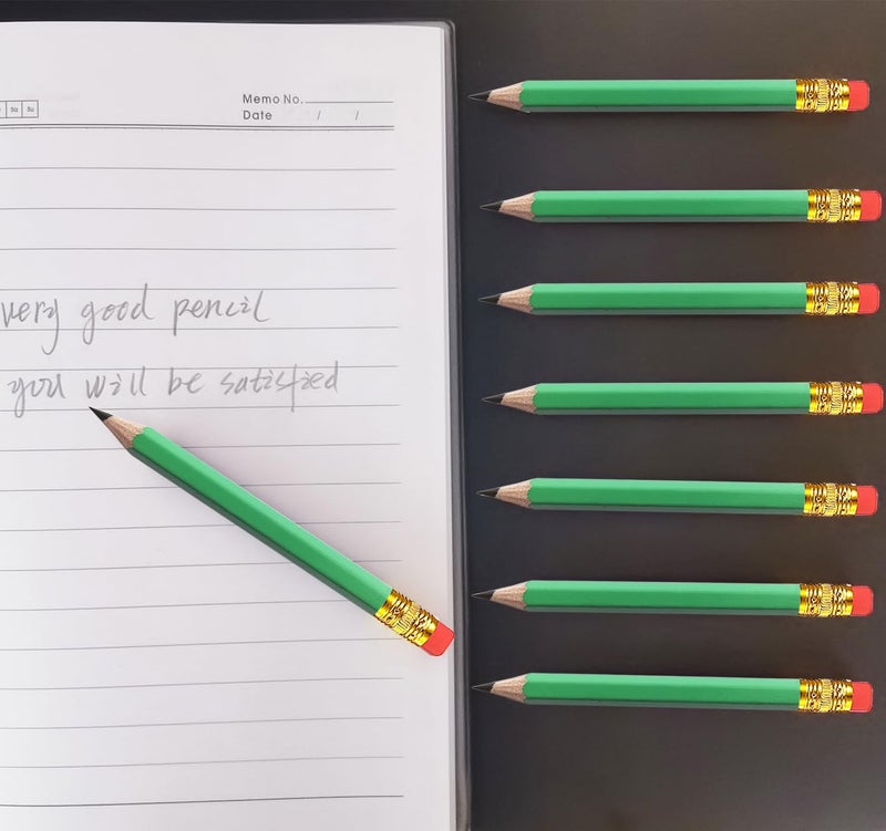 Adhere 25pcs Golf Pencils with eraser Hexagon Wooden Pencils Graphite 2B for Golf Event Scoring,Classroom,Wedding,Company Meetings,Pew, Pocket (Light Green) - Image 4